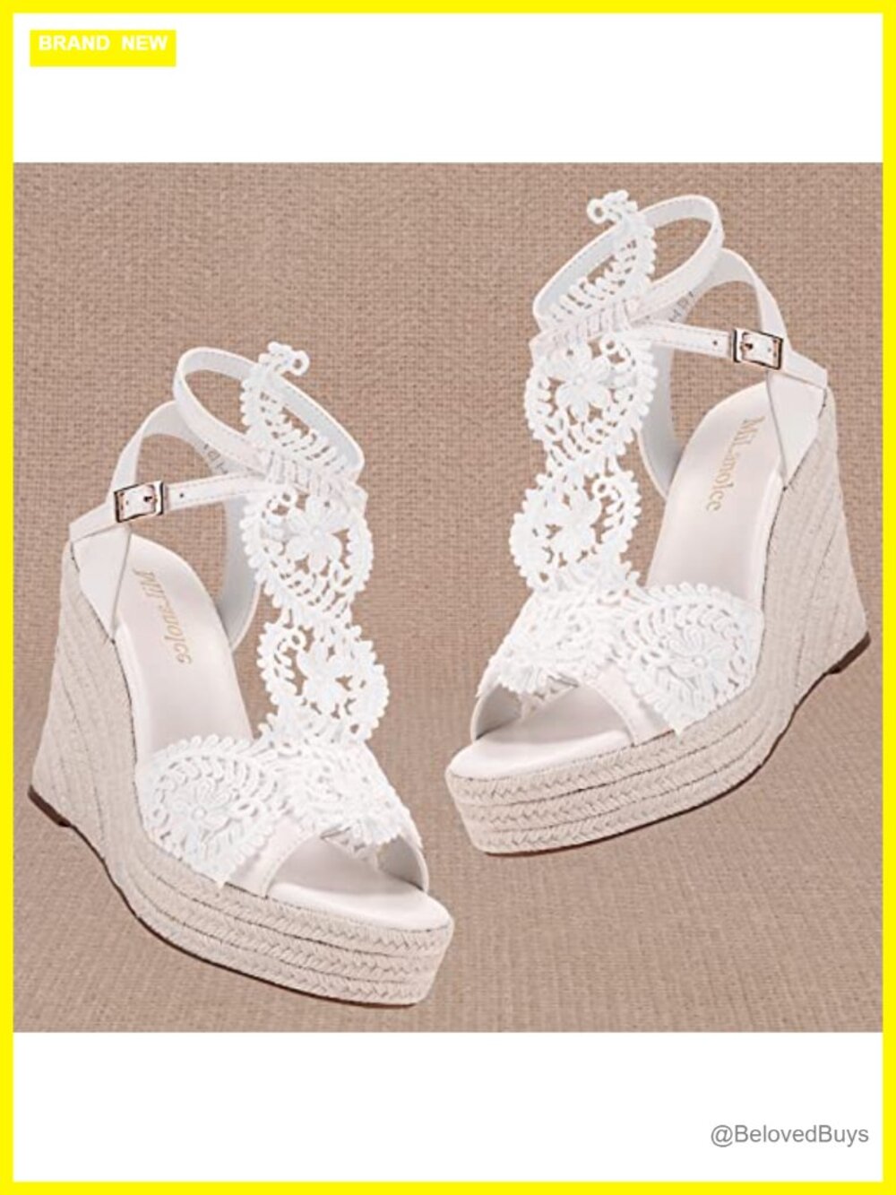 Woven Wedge Platform Sandals Open Toe Ankle Strap PU Leather Bridesmaid Wedding - Picture 4 of 5